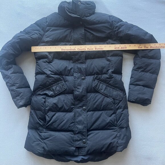 Lands End Coat Womens XS Down Puffer Mid Length Long Black Pockets - Picture 3 of 8